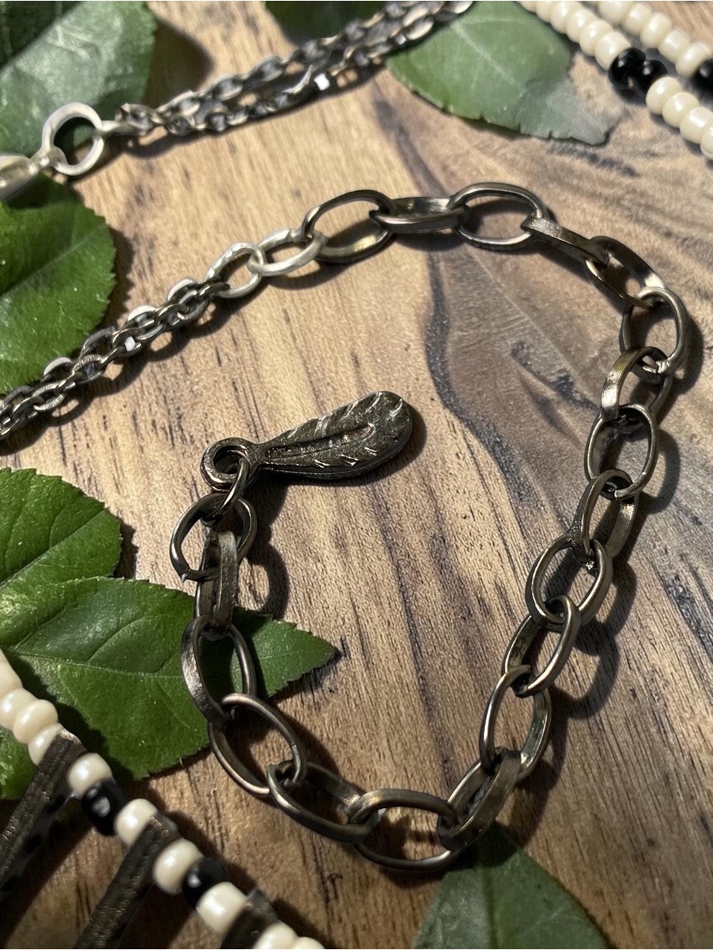 NWOT Boho Tribal Black & White Beaded Ladder Choker Necklace - Picture 4 of 11